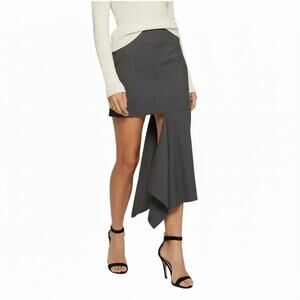 Delphine Convergence Asymmetric Draped Split Hem Mini Skirt Gray Midi Size 2 NWT